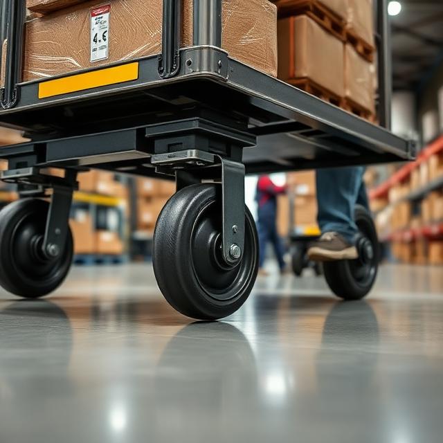 Heavy duty caster wheels used in industrial material handling equipment for smooth and efficient load movement