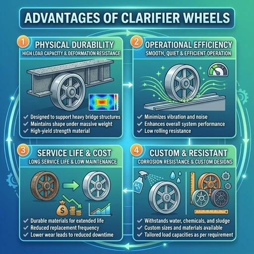 Clarifier wheel with polyurethane coating for wastewater treatment plant