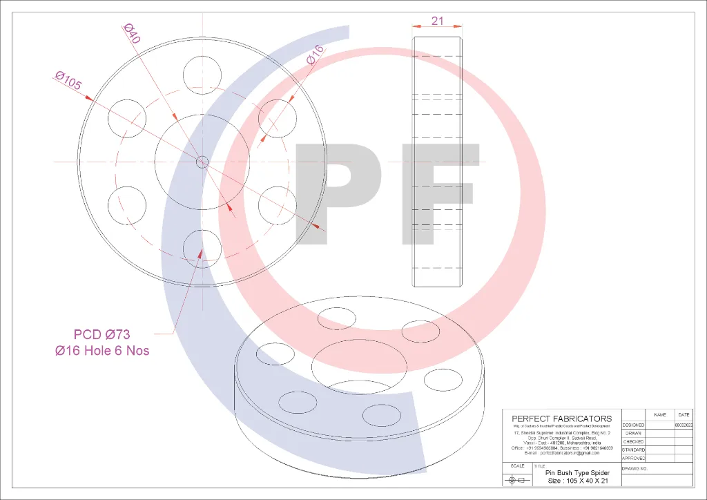 Pin Bush Type Spider 105 X 40 X 21 Technical Data Sheet.webp