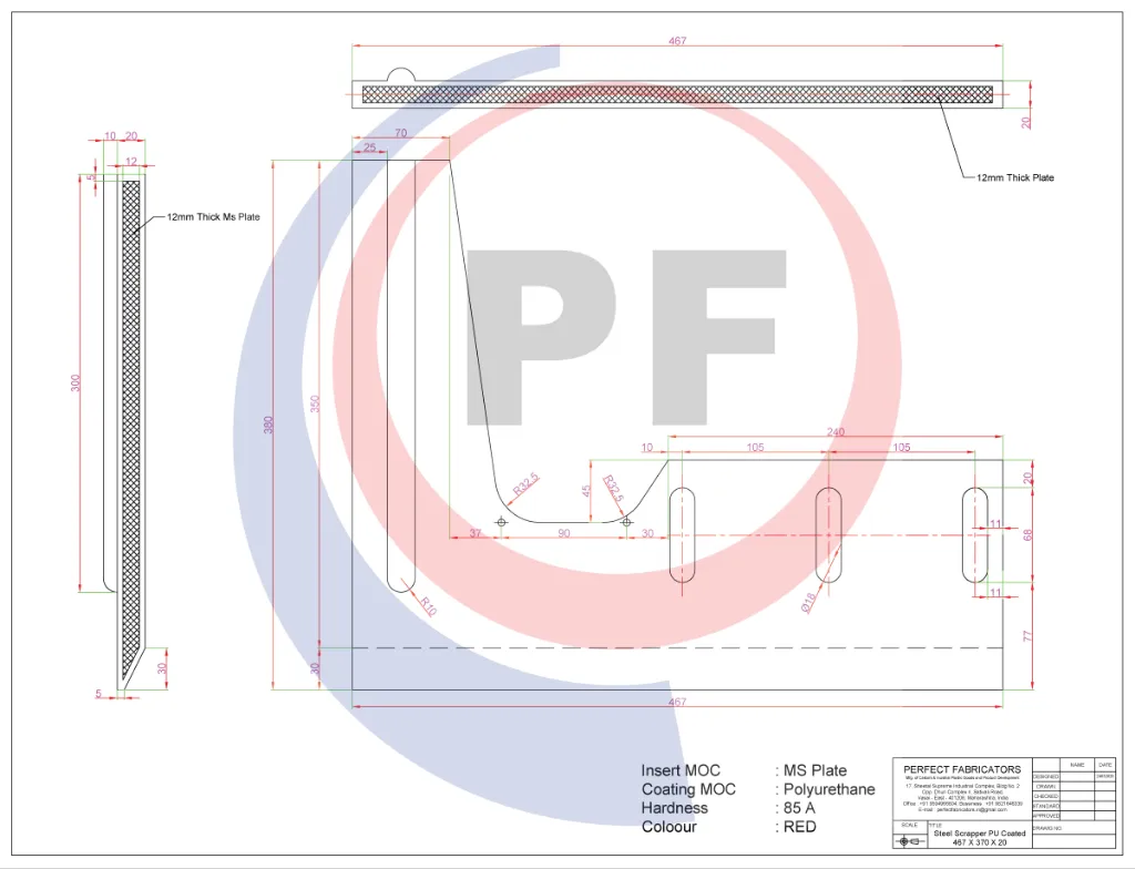 467 X 370 X 20 Steel Scrapper PU Coated 10092026.webp