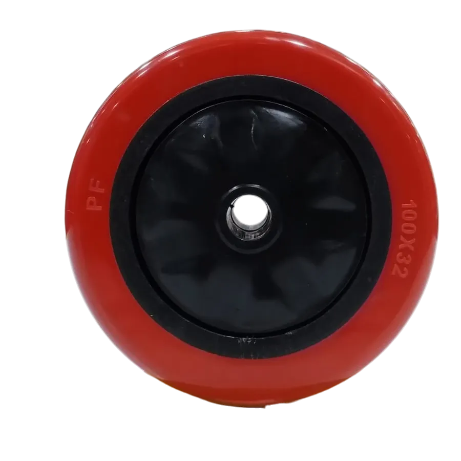 Wheel, PU, 100X32, B/R/B